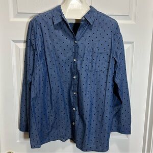 Croft & Barrow Chambray Shirt with Black Polka Dots